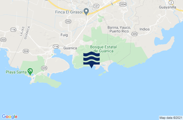 Mapa da tábua de marés em Carenero Barrio, Puerto Rico