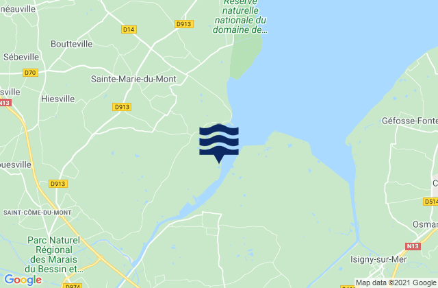 Mapa da tábua de marés em Carentan, France