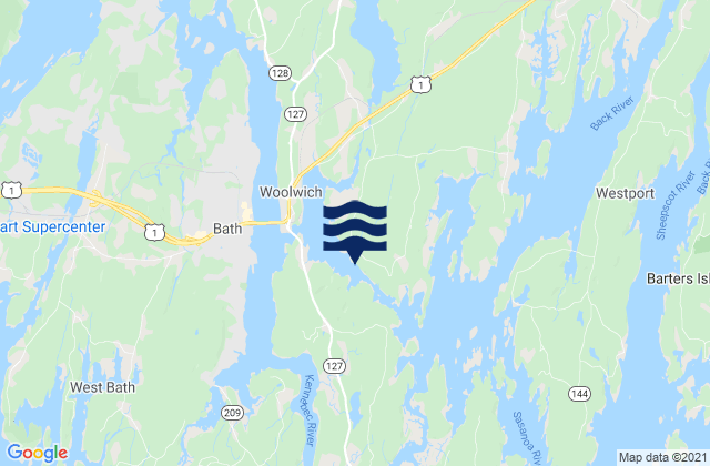 Mapa da tábua de marés em Carleton Ledges, United States