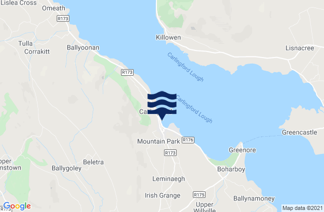Mapa da tábua de marés em Carlingford, Ireland