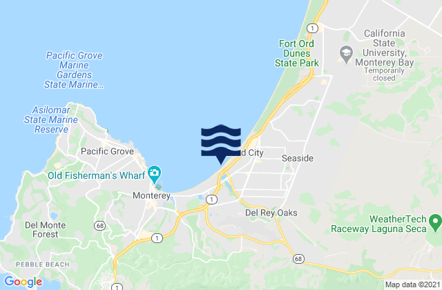 Mapa da tábua de marés em Carmel Valley Village, United States
