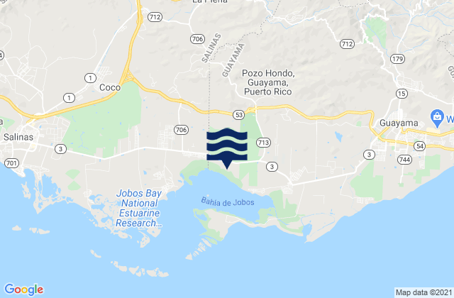 Mapa da tábua de marés em Carmen Barrio, Puerto Rico
