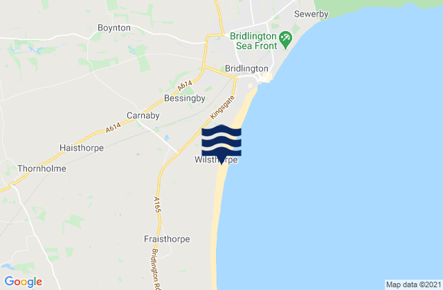 Mapa da tábua de marés em Carnaby, United Kingdom