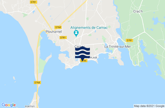 Mapa da tábua de marés em Carnac, France