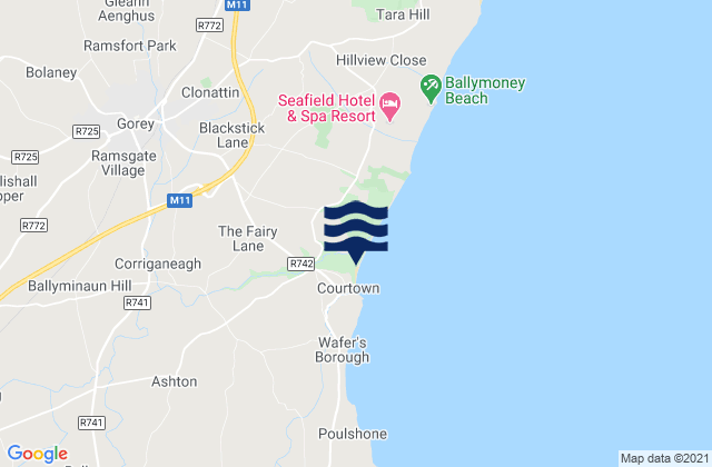 Mapa da tábua de marés em Carnew, Ireland