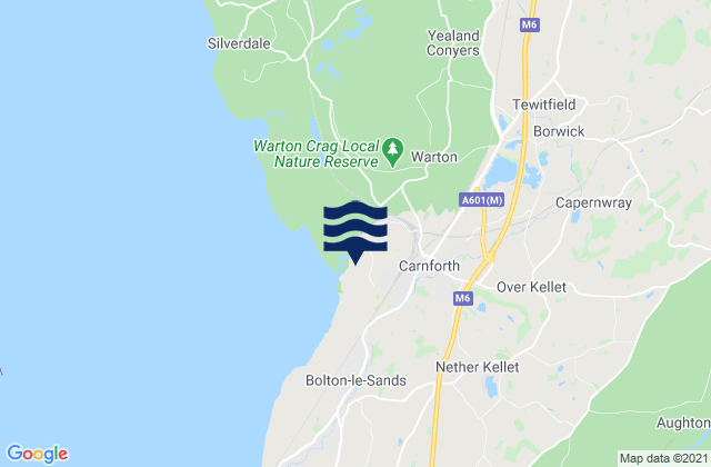 Mapa da tábua de marés em Carnforth, United Kingdom