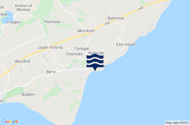 Mapa da tábua de marés em Carnoustie, United Kingdom