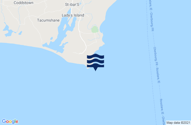 Mapa da tábua de marés em Carnsore Point, Ireland