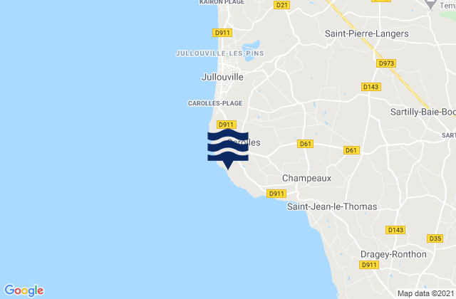 Mapa da tábua de marés em Carolles, France