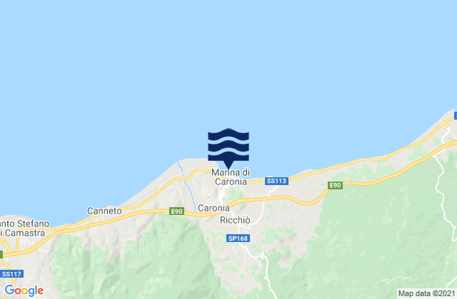 Mapa da tábua de marés em Caronia, Italy