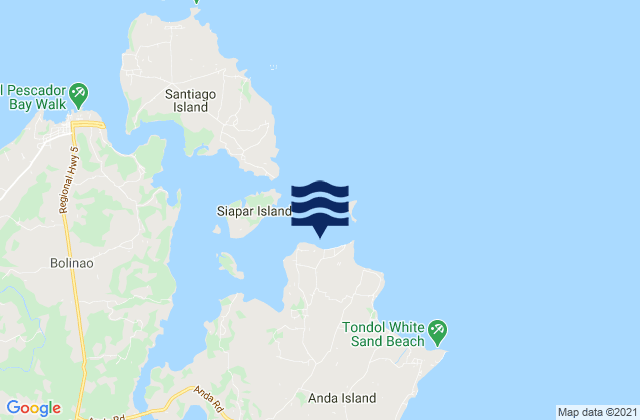 Mapa da tábua de marés em Carot, Philippines