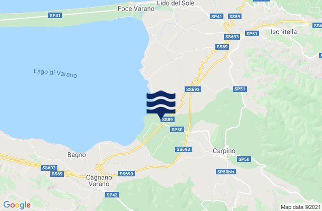Mapa da tábua de marés em Carpino, Italy