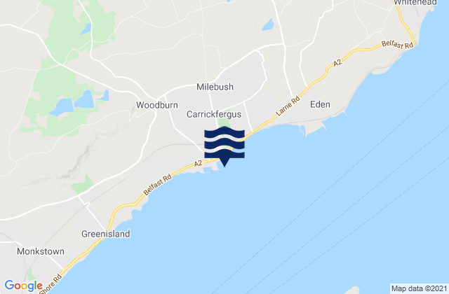 Mapa da tábua de marés em Carrickfergus, United Kingdom
