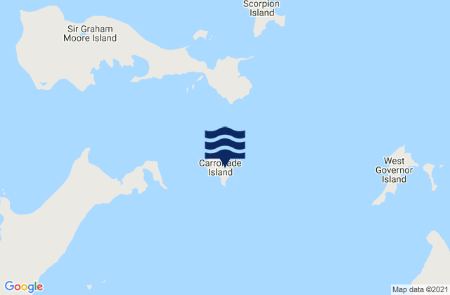 Mapa da tábua de marés em Carronade Island, Australia
