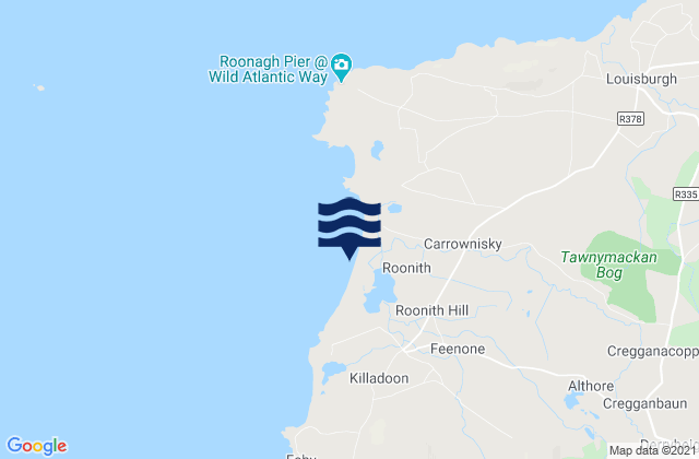 Mapa da tábua de marés em Carrowniskey, Ireland