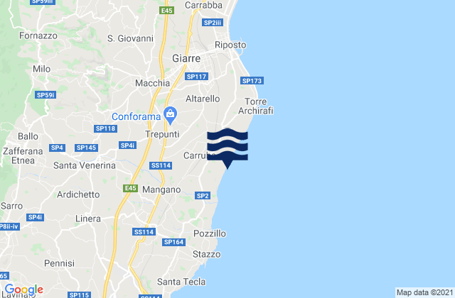 Mapa da tábua de marés em Carruba, Italy
