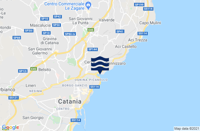 Mapa da tábua de marés em Carrubazza-Motta, Italy