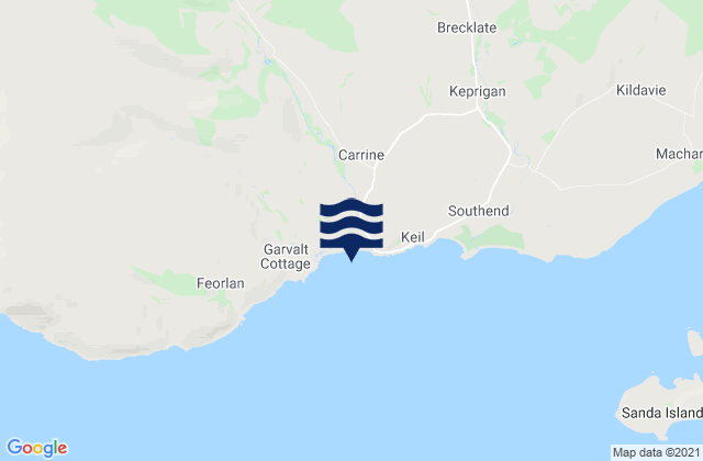 Mapa da tábua de marés em Carskey Bay, United Kingdom