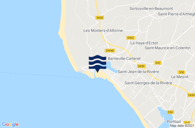 Mapa da tábua de marés em Carteret, France