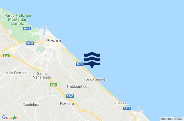 Mapa da tábua de marés em Cartoceto, Italy