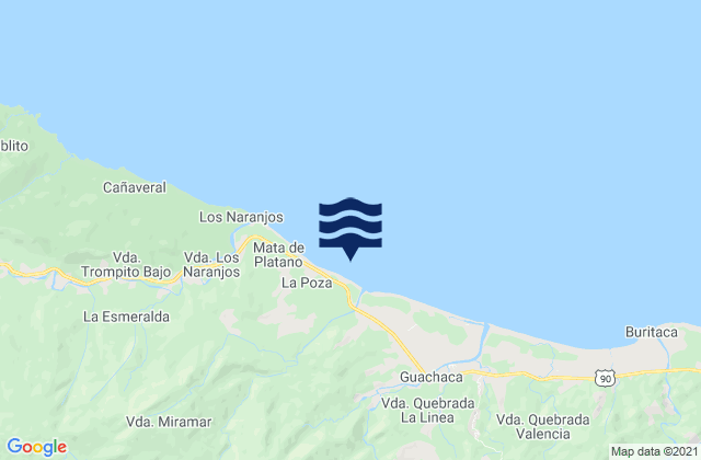 Mapa da tábua de marés em Casa Grande, Colombia