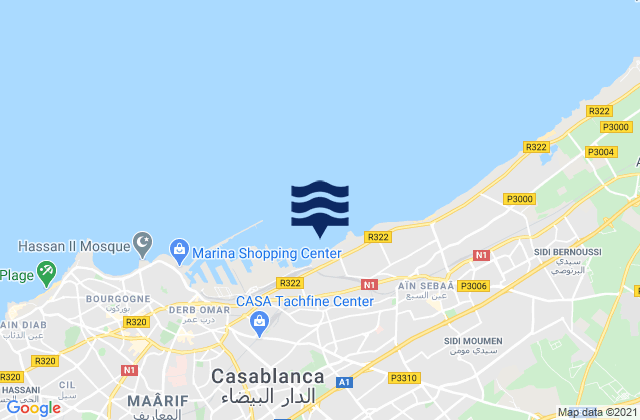 Mapa da tábua de marés em Casablanca, Morocco