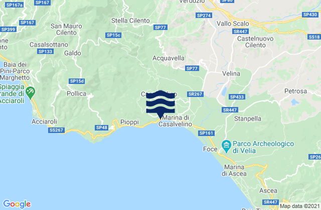 Mapa da tábua de marés em Casal Velino, Italy
