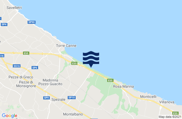 Mapa da tábua de marés em Casalini, Italy