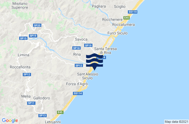Mapa da tábua de marés em Casalvecchio Siculo, Italy