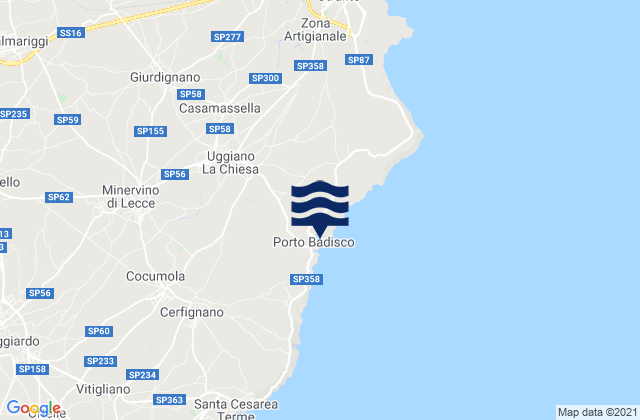 Mapa da tábua de marés em Casamassella, Italy