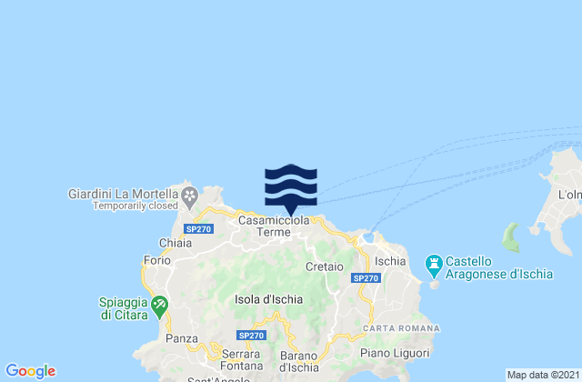 Mapa da tábua de marés em Casamicciola Terme, Italy