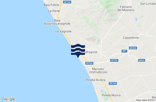 Mapa da tábua de marés em Casanova, Italy