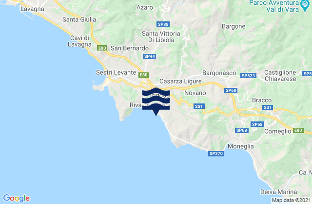 Mapa da tábua de marés em Casarza Ligure, Italy