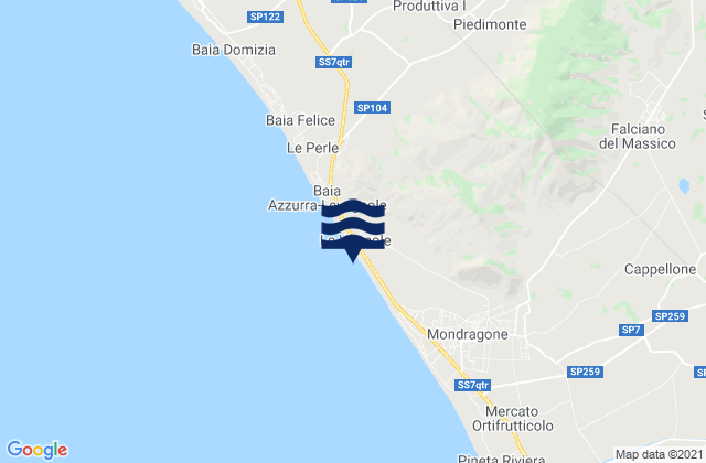 Mapa da tábua de marés em Cascano, Italy