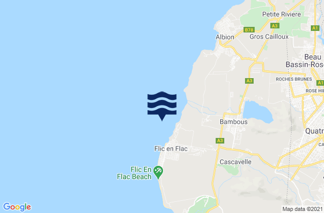 Mapa da tábua de marés em Cascavelle, Mauritius