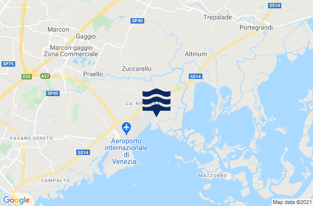 Mapa da tábua de marés em Casier, Italy