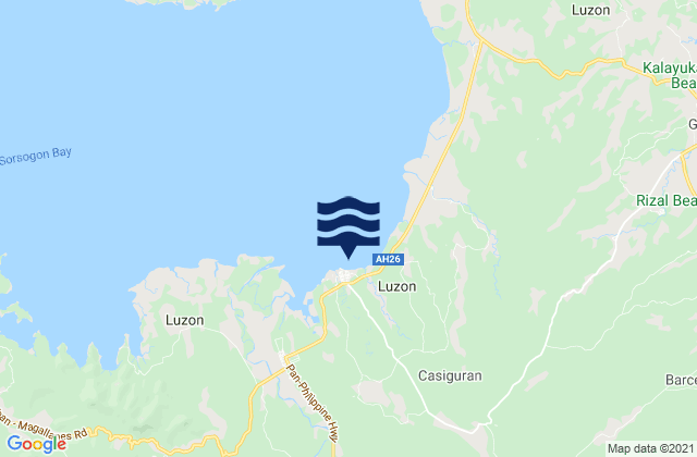 Mapa da tábua de marés em Casiguran, Philippines