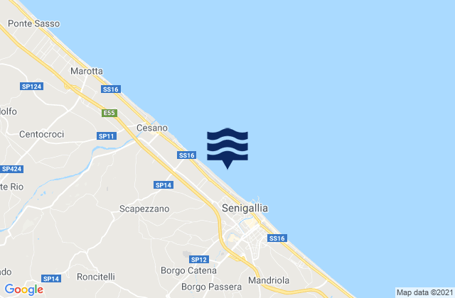 Mapa da tábua de marés em Casine, Italy
