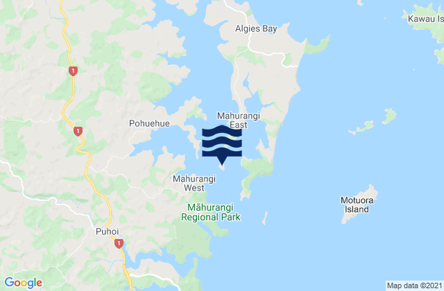 Mapa da tábua de marés em Casnell Island, New Zealand