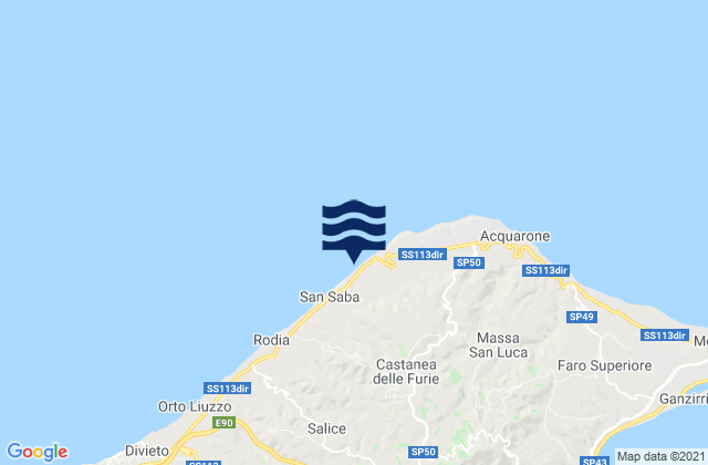 Mapa da tábua de marés em Castanea delle Furie, Italy