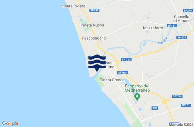 Mapa da tábua de marés em Castel Volturno, Italy