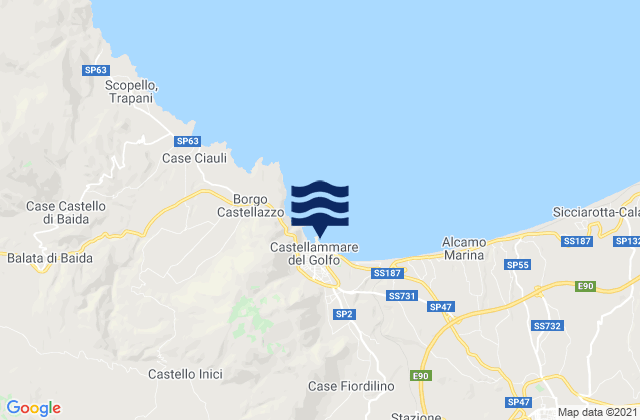 Mapa da tábua de marés em Castellammare del Golfo, Italy