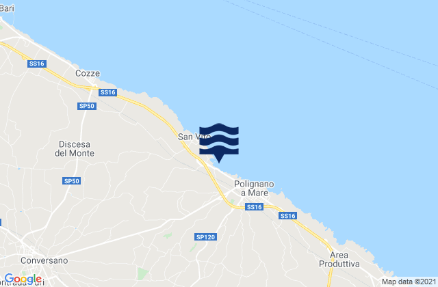 Mapa da tábua de marés em Castellana, Italy