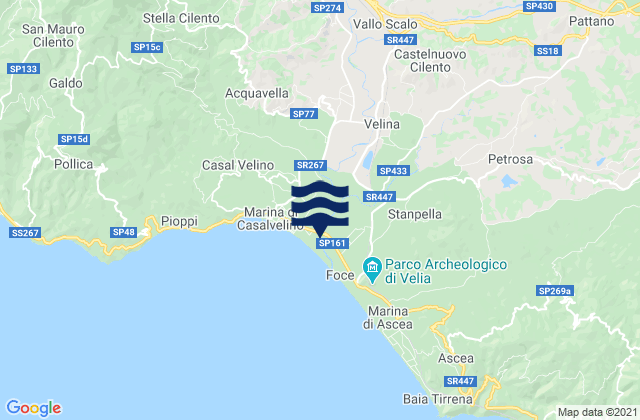 Mapa da tábua de marés em Castelnuovo Cilento, Italy