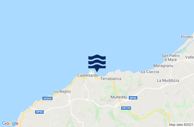 Mapa da tábua de marés em Castelsardo, Italy