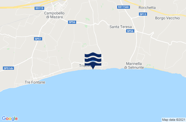 Mapa da tábua de marés em Castelvetrano, Italy