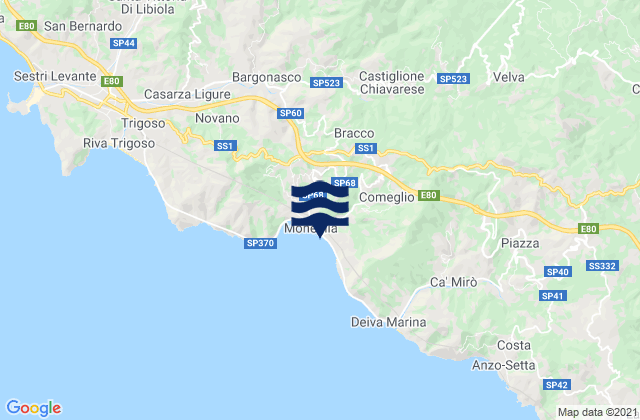 Mapa da tábua de marés em Castiglione, Italy