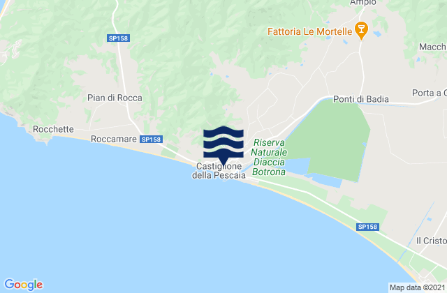 Mapa da tábua de marés em Castiglione della Pescaia, Italy