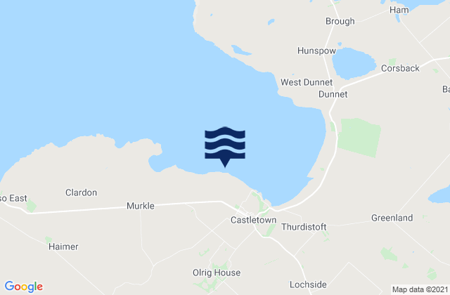 Mapa da tábua de marés em Castlehill to Murkle, United Kingdom