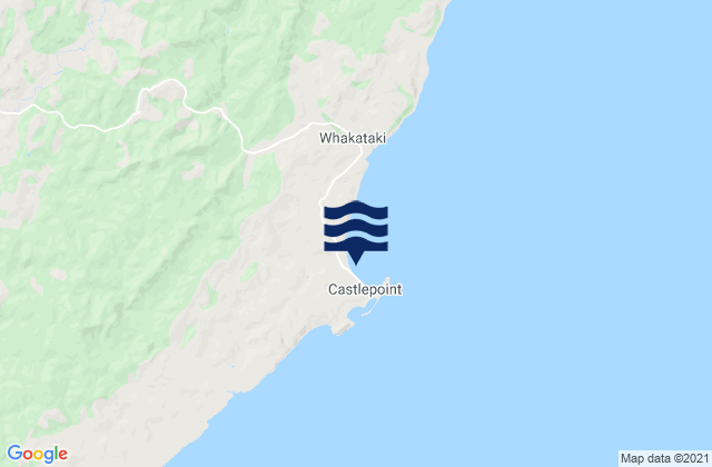 Mapa da tábua de marés em Castlepoint, New Zealand